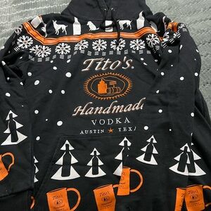 Tito's Handmade Vodka Black and Orange Christmas hoodie
